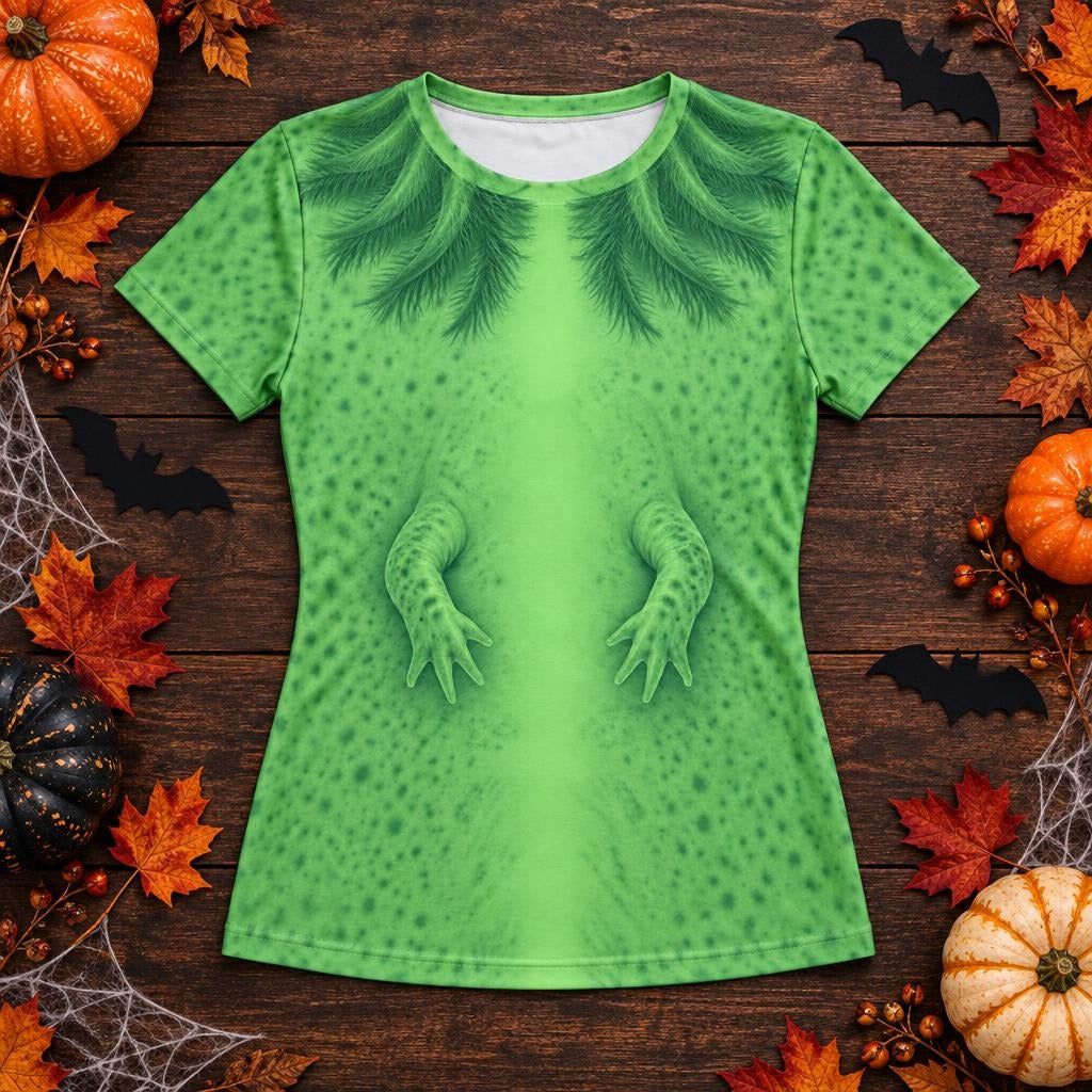 Cute Green Axolotl Costume All Over Womens T Shirt Women's T-Shirts Old Glory