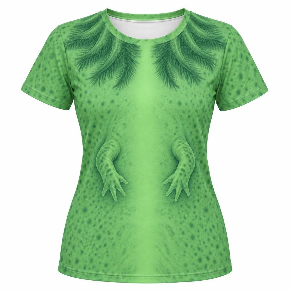 Cute Green Axolotl Costume All Over Womens T Shirt Women's T-Shirts Old Glory SM Multicolor