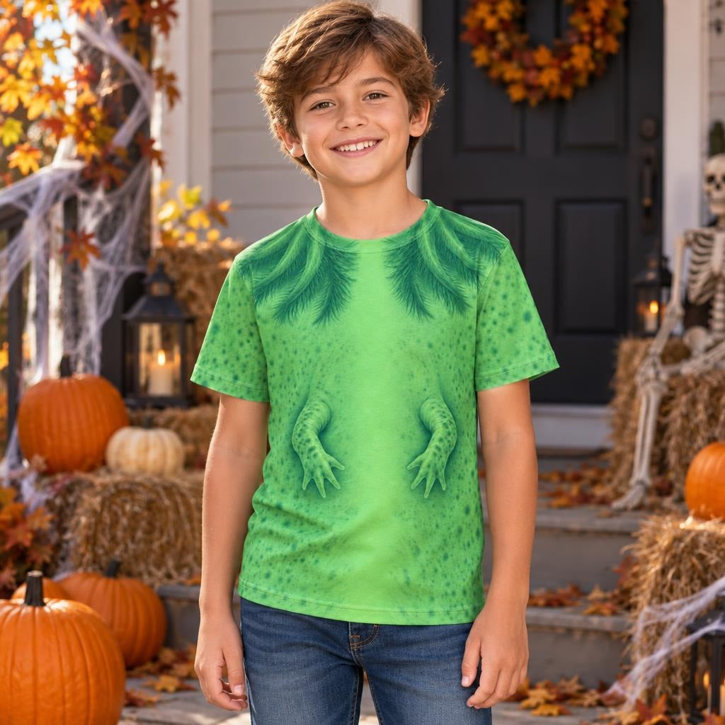 Cute Green Axolotl Costume All Over Youth T Shirt Youth T-Shirts Old Glory