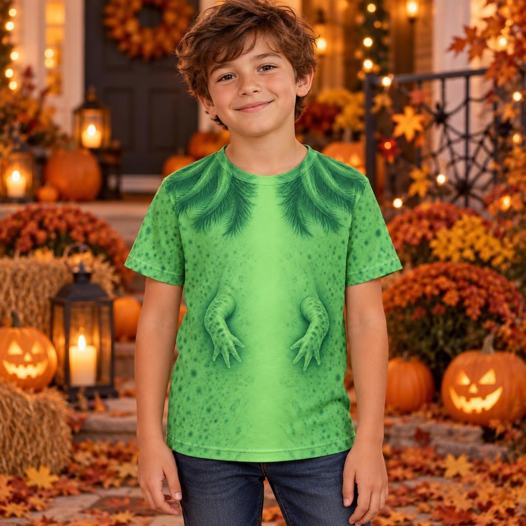 Cute Green Axolotl Costume All Over Youth T Shirt Youth T-Shirts Old Glory
