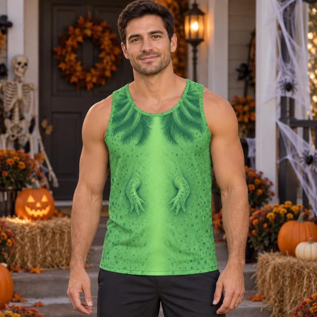 Cute Green Axolotl Costume All Over Mens Tank Top Men's Tank Tops Old Glory