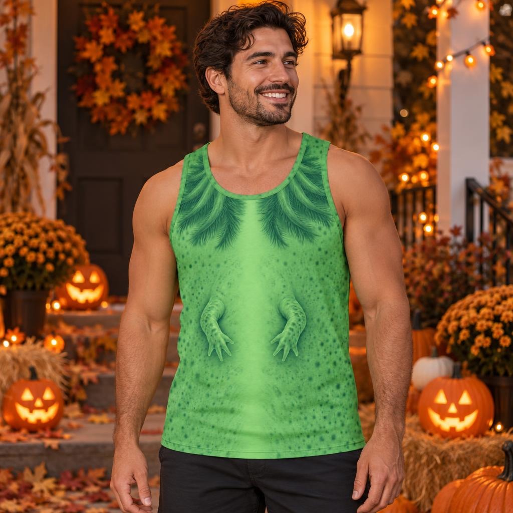 Cute Green Axolotl Costume All Over Mens Tank Top Men's Tank Tops Old Glory