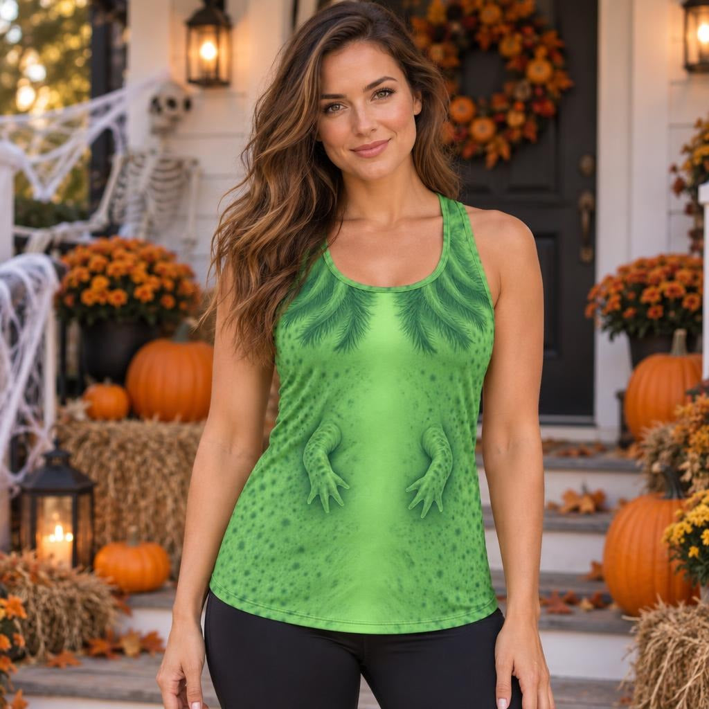 Cute Green Axolotl Costume All Over Womens Work Out Tank Top Women's Tank Tops Old Glory