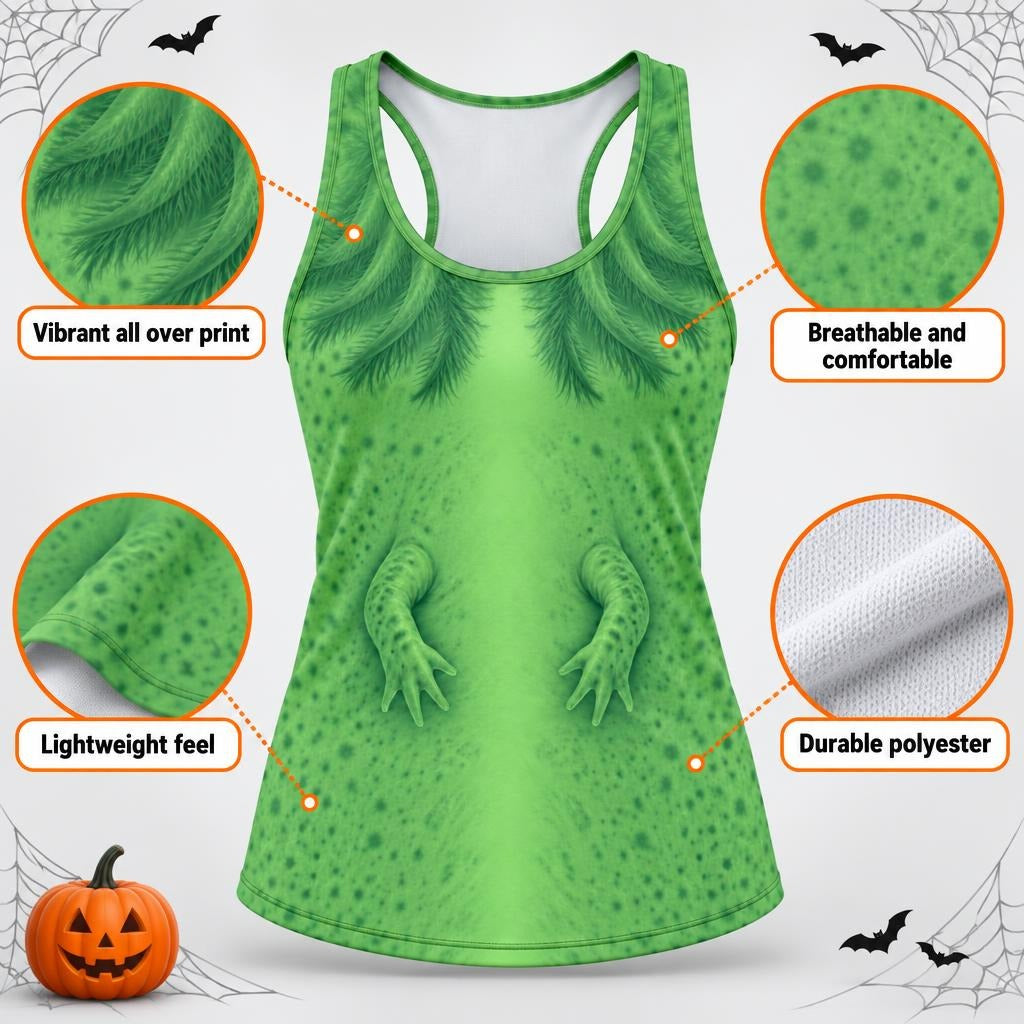 Cute Green Axolotl Costume All Over Womens Work Out Tank Top Women's Tank Tops Old Glory