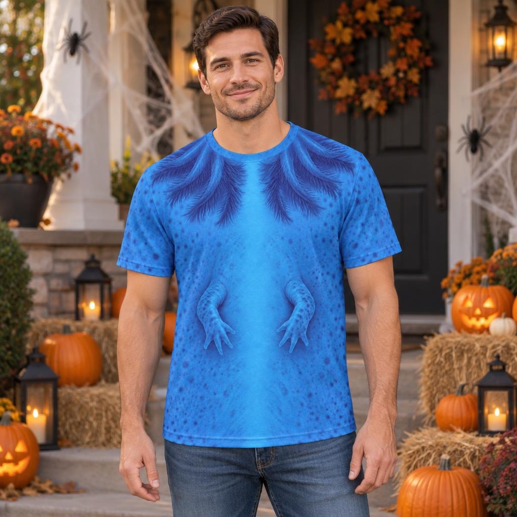 Cute Blue Axolotl Costume All Over Mens T Shirt Men's T-Shirts Old Glory