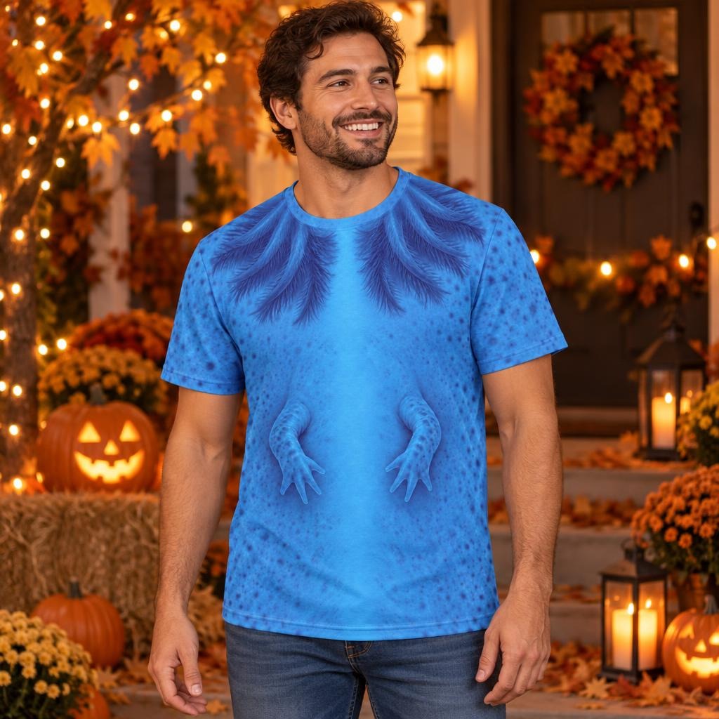 Cute Blue Axolotl Costume All Over Mens T Shirt Men's T-Shirts Old Glory