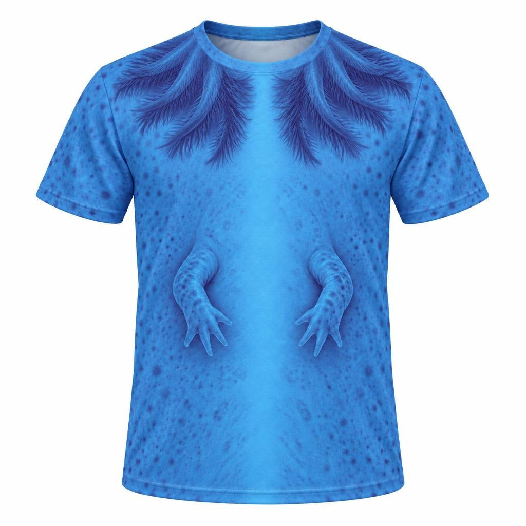 Cute Blue Axolotl Costume All Over Mens T Shirt Men's T-Shirts Old Glory SM Multicolor