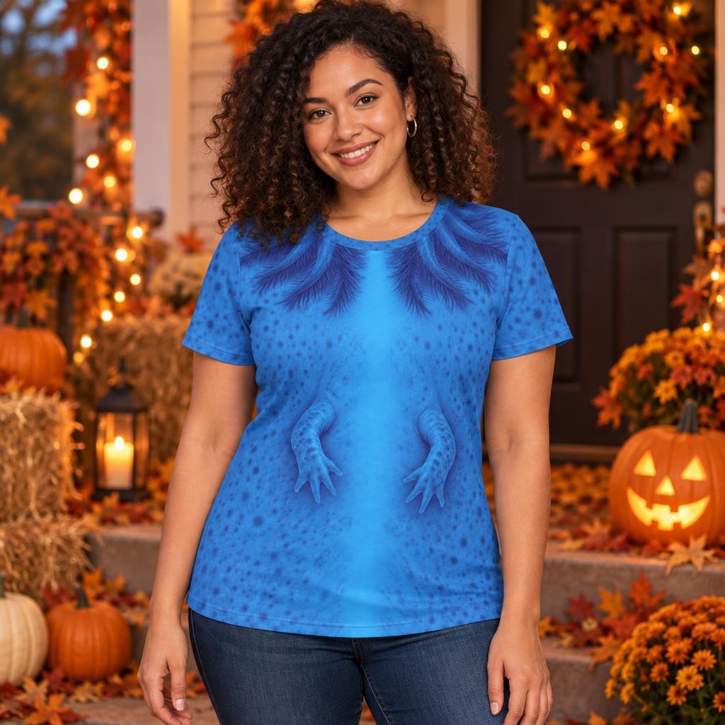 Cute Blue Axolotl Costume All Over Womens T Shirt Women's T-Shirts Old Glory