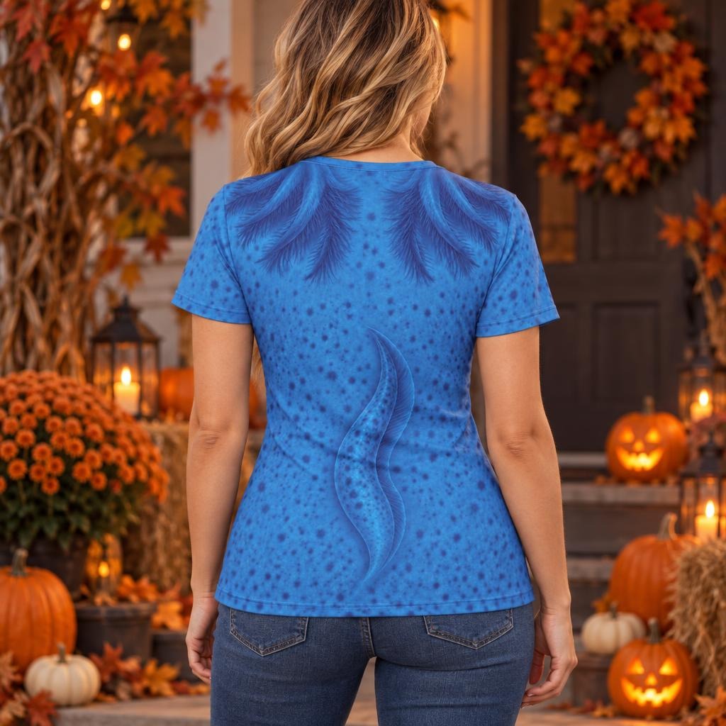 Cute Blue Axolotl Costume All Over Womens T Shirt Women's T-Shirts Old Glory