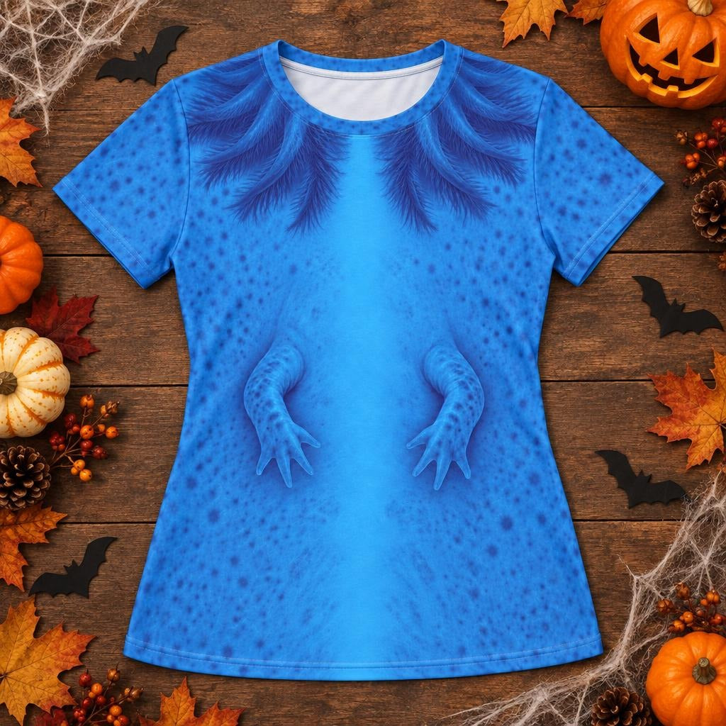 Cute Blue Axolotl Costume All Over Womens T Shirt Women's T-Shirts Old Glory