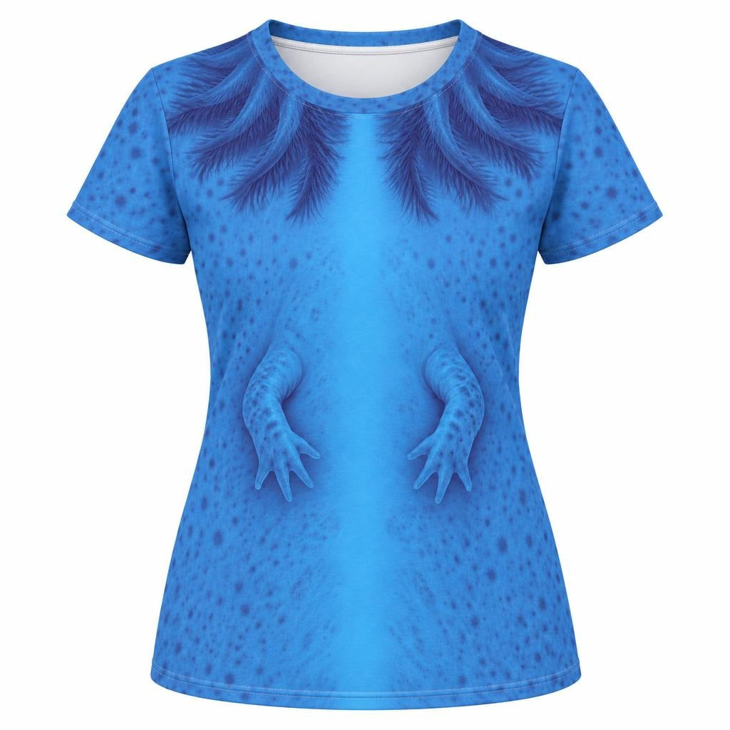 Cute Blue Axolotl Costume All Over Womens T Shirt Women's T-Shirts Old Glory SM Multicolor