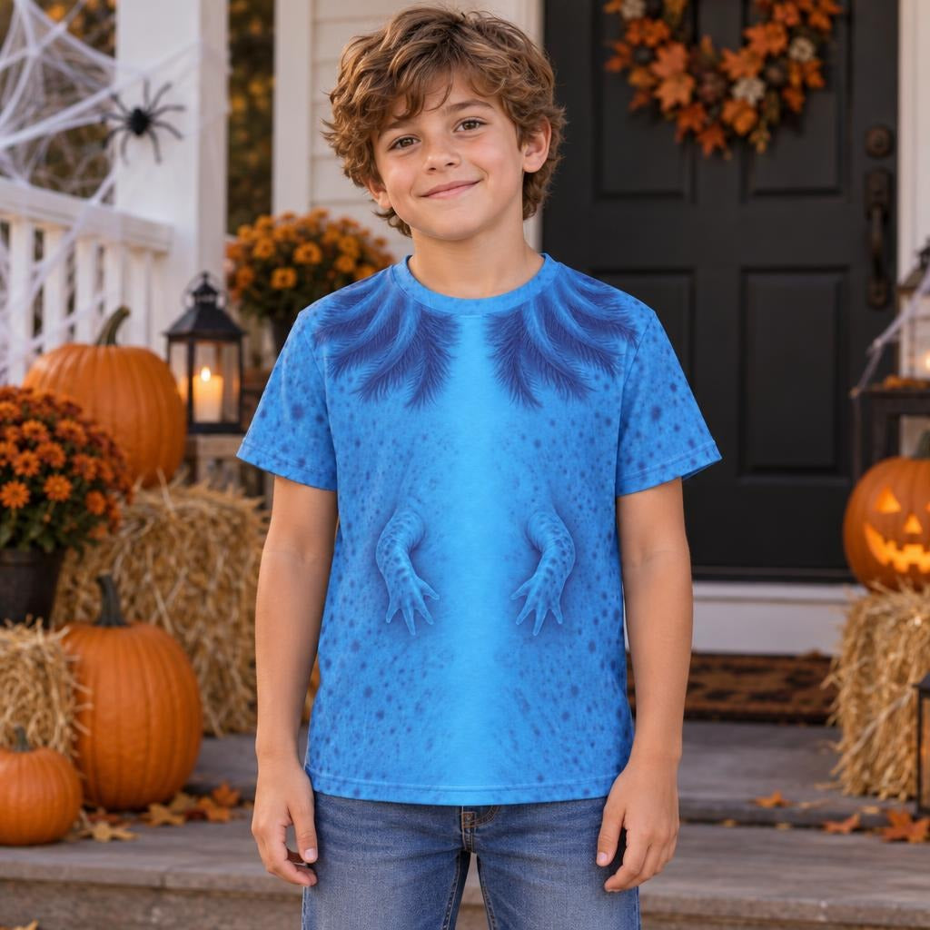 Cute Blue Axolotl Costume All Over Youth T Shirt Youth T-Shirts Old Glory
