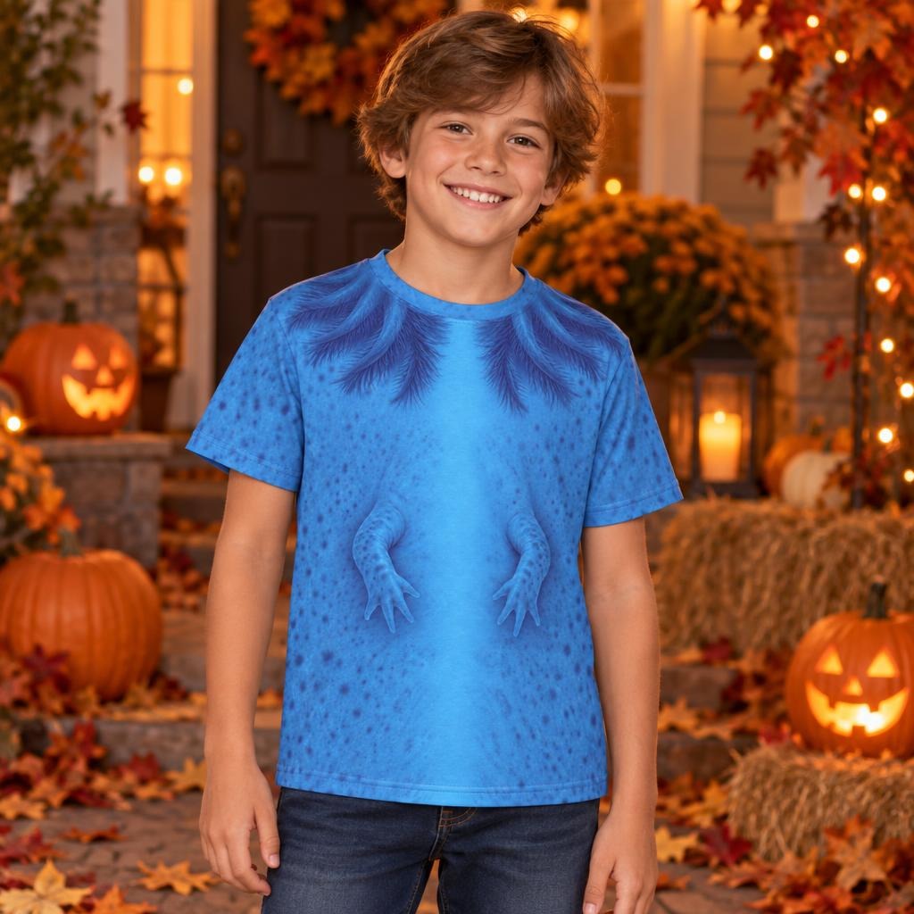 Cute Blue Axolotl Costume All Over Youth T Shirt Youth T-Shirts Old Glory