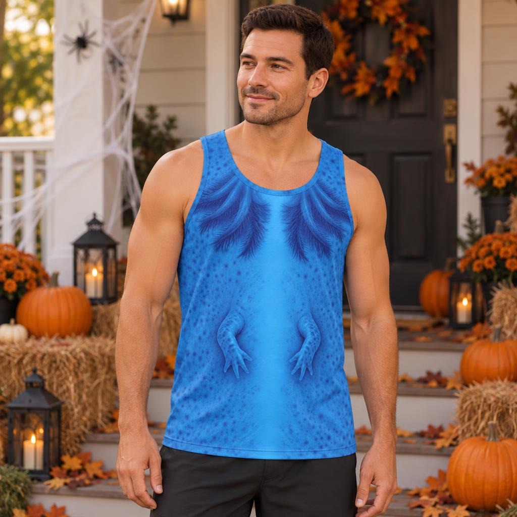 Cute Blue Axolotl Costume All Over Mens Tank Top Men's Tank Tops Old Glory