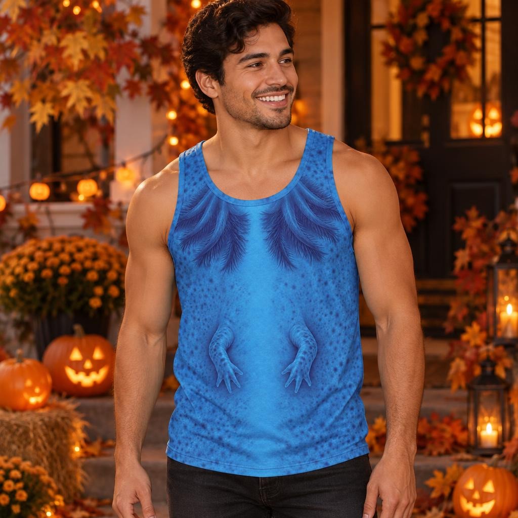 Cute Blue Axolotl Costume All Over Mens Tank Top Men's Tank Tops Old Glory