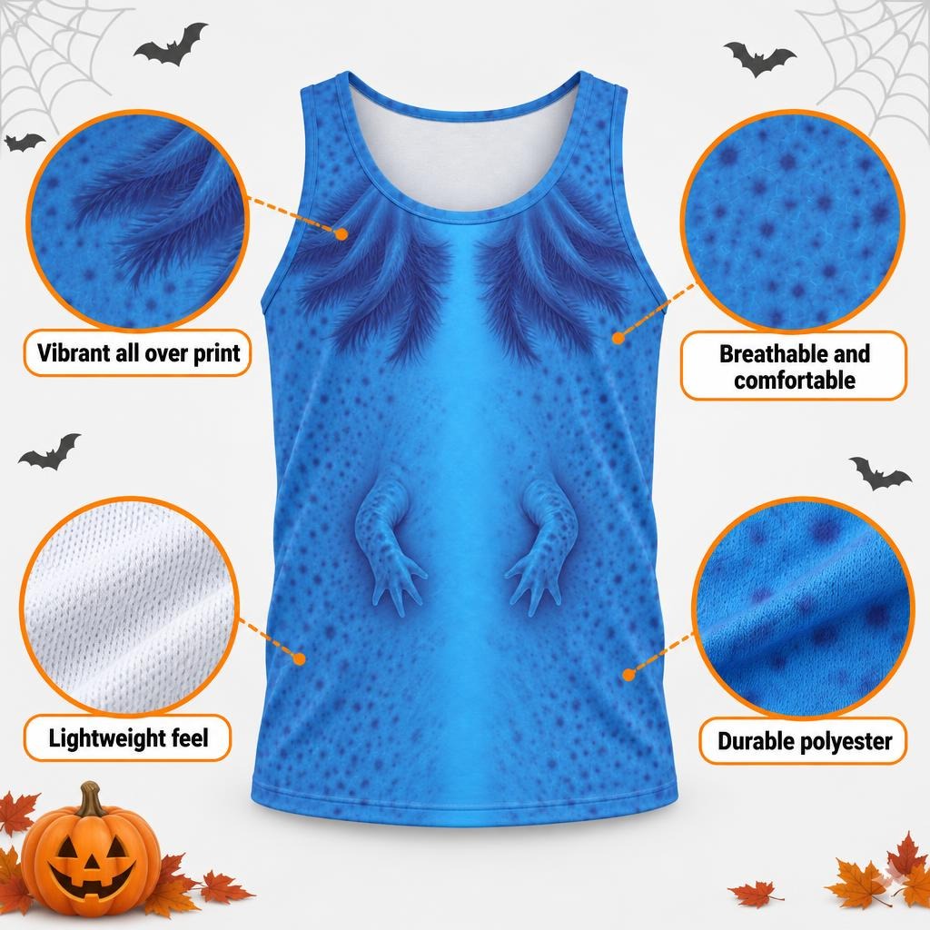 Cute Blue Axolotl Costume All Over Mens Tank Top Men's Tank Tops Old Glory
