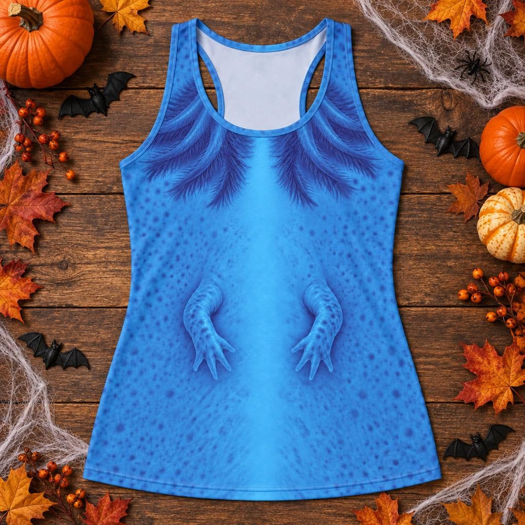 Cute Blue Axolotl Costume All Over Womens Work Out Tank Top Women's Tank Tops Old Glory
