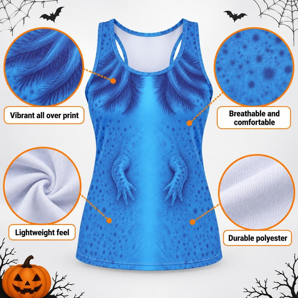 Cute Blue Axolotl Costume All Over Womens Work Out Tank Top Women's Tank Tops Old Glory