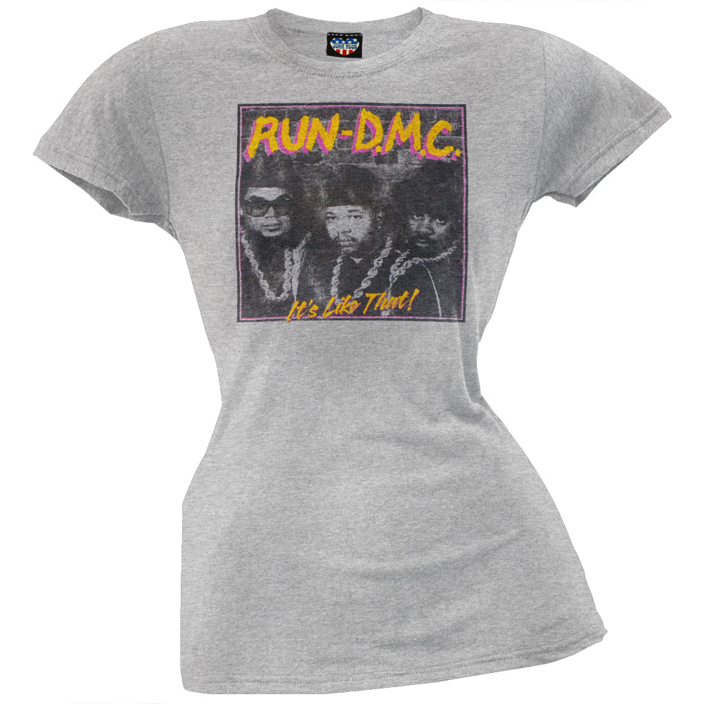 Run DMC - Its Like That Vintage Juniors Womens T Shirt Juniors T-Shirts Oldglory.com MD Grey