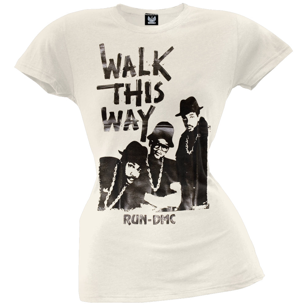 Run DMC - Walk This Way Juniors Womens T Shirt Juniors T-Shirts Oldglory.com SM Off-White
