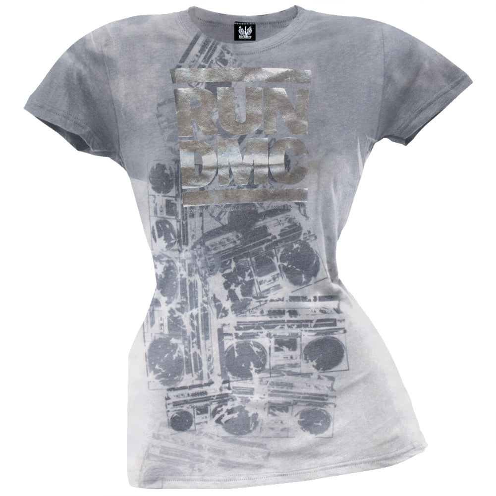 Run DMC - Foil Juniors Womens T Shirt Juniors T-Shirts Oldglory.com MD White