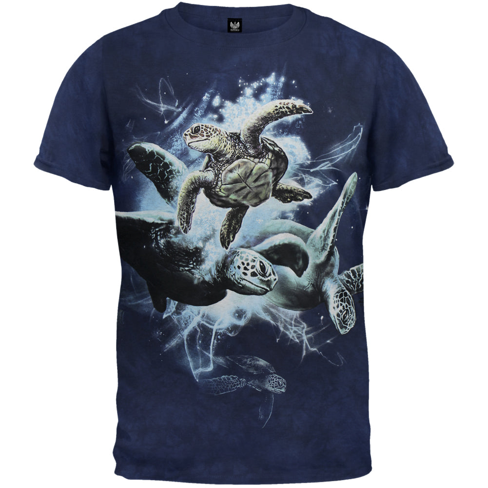 Sea Turtle Collage Mens T Shirt Men's T-Shirts Oldglory.com SM Dark Blue