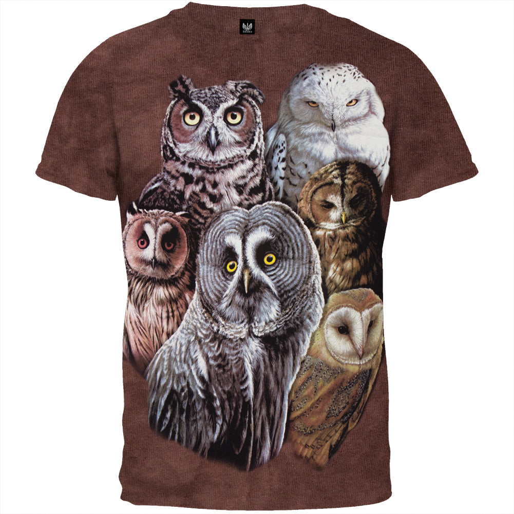 Owls Mens T Shirt Men's T-Shirts Oldglory.com SM Brown