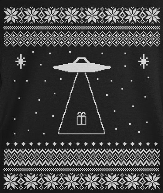 Alien Beam Ugly Christmas Sweater Black Toddler Long Sleeve T-Shirt Toddler Long Sleeves Old Glory   