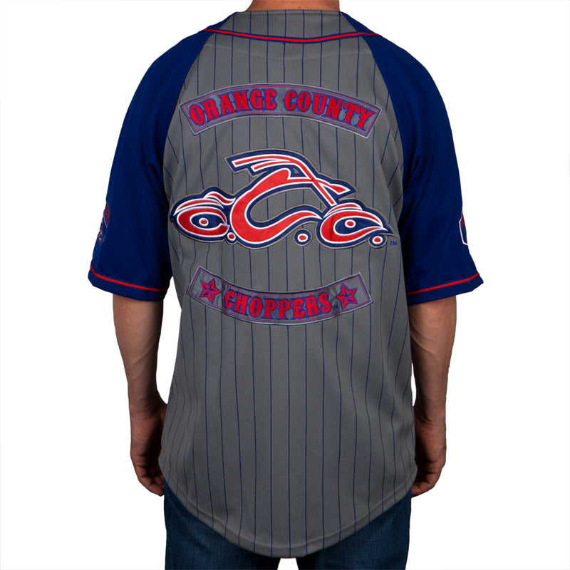 Orange County Choppers - Banner Pinstripe Premium Baseball Jersey Men's Baseball Jerseys Orange County Choppers