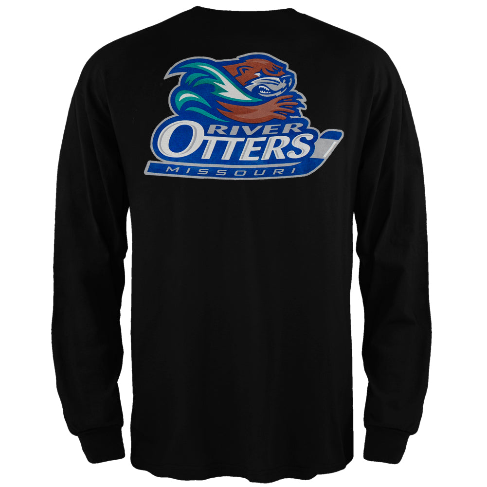 Missouri River Otters - Dual Logo Black Long Sleeve T-Shirt Men's Long Sleeves Missouri River Otters   