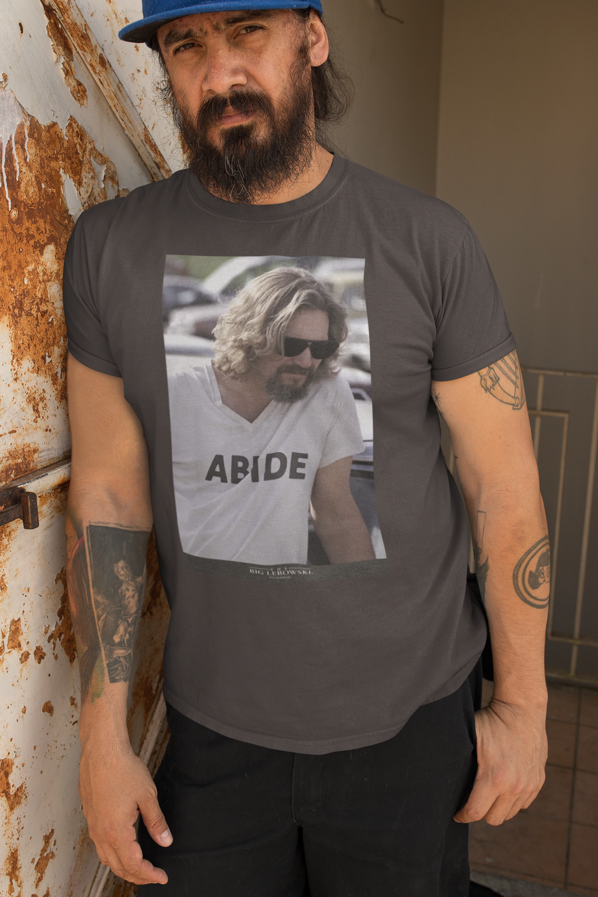 The Big Lebowski - Dude Photo Dark Grey Mens Soft Premium T Shirt Men's T-Shirts The Big Lebowski