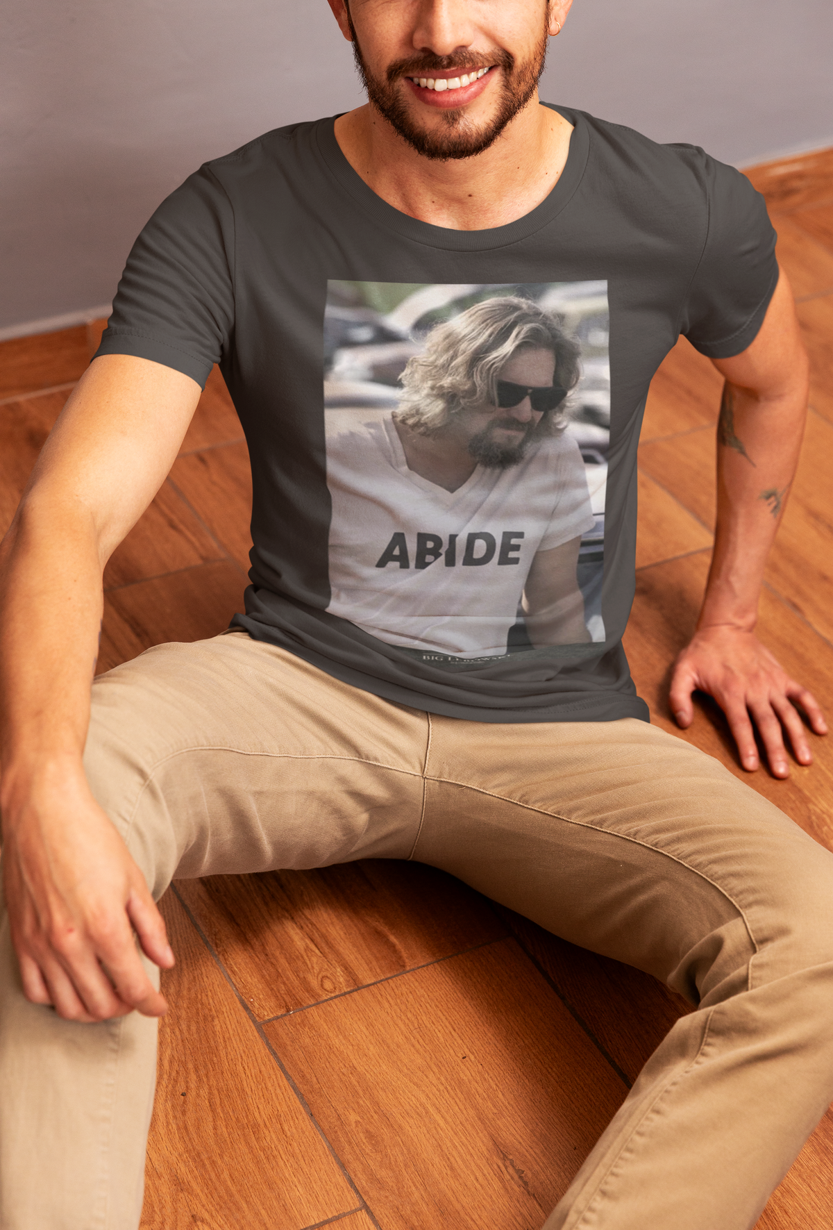 The Big Lebowski - Dude Photo Dark Grey Mens Soft Premium T Shirt Men's T-Shirts The Big Lebowski