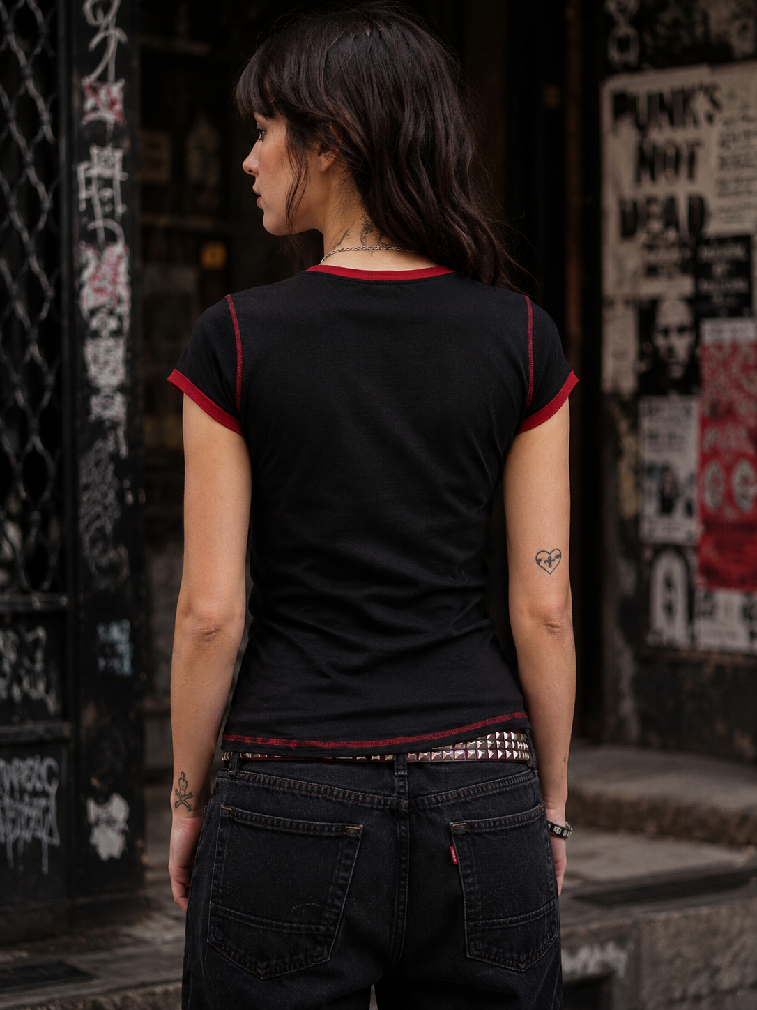Misfits - Red Foil Skull Juniors Ringer T-Shirt Juniors T-Shirts Misfits
