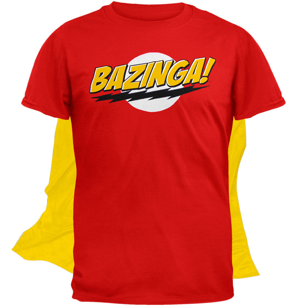 Big Bang Theory - Bazinga Mens T Shirt With Cape Men's T-Shirts Oldglory.com SM Red
