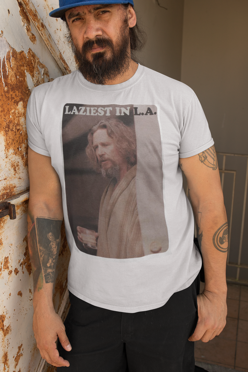 Big Lebowski - Laziest In La White Mens T Shirt Men's T-Shirts The Big Lebowski