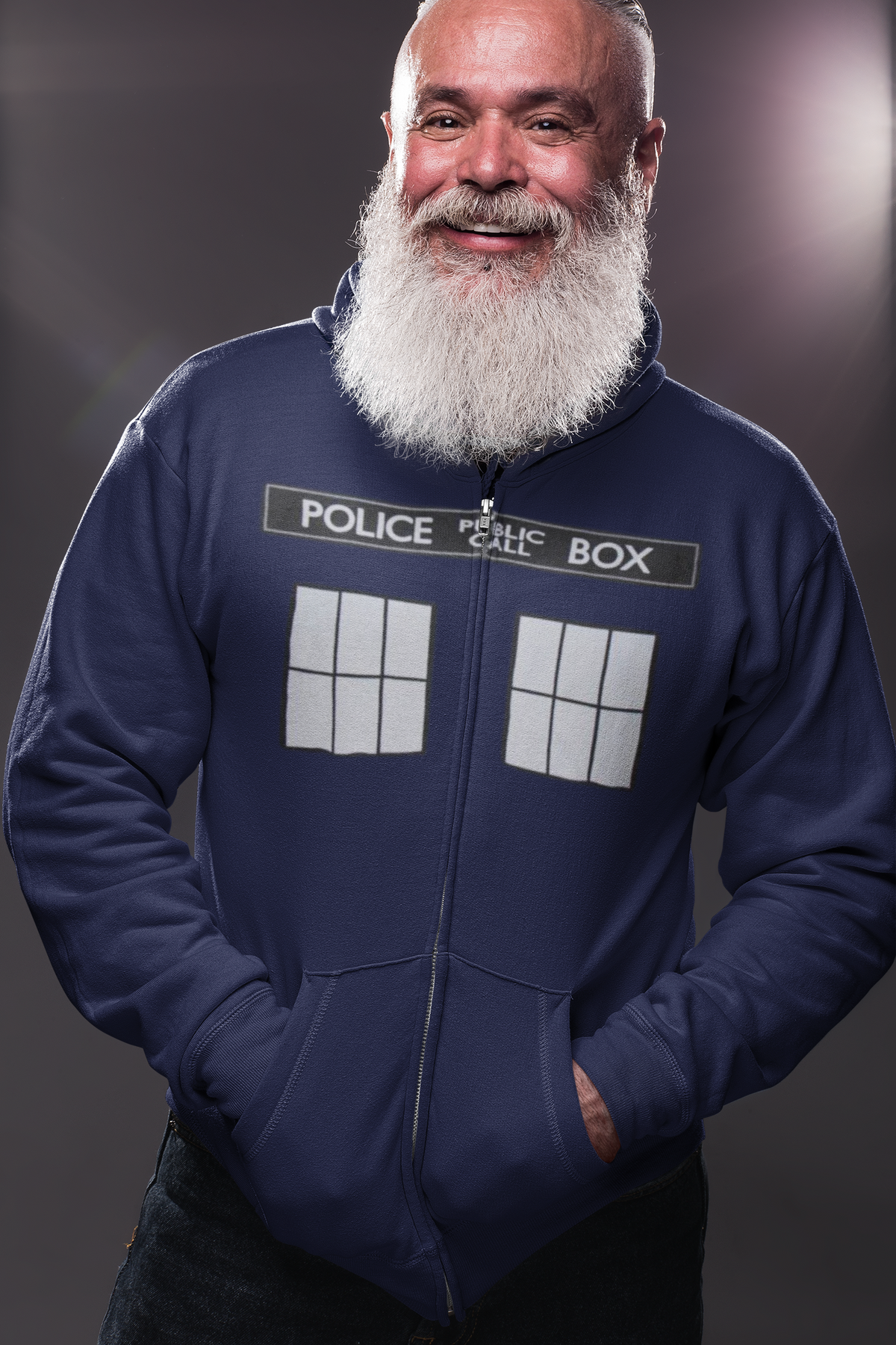 Doctor Who Large TARDIS Mens Navy Blue Zip Hoodie Men's Hoodies Doctor Who