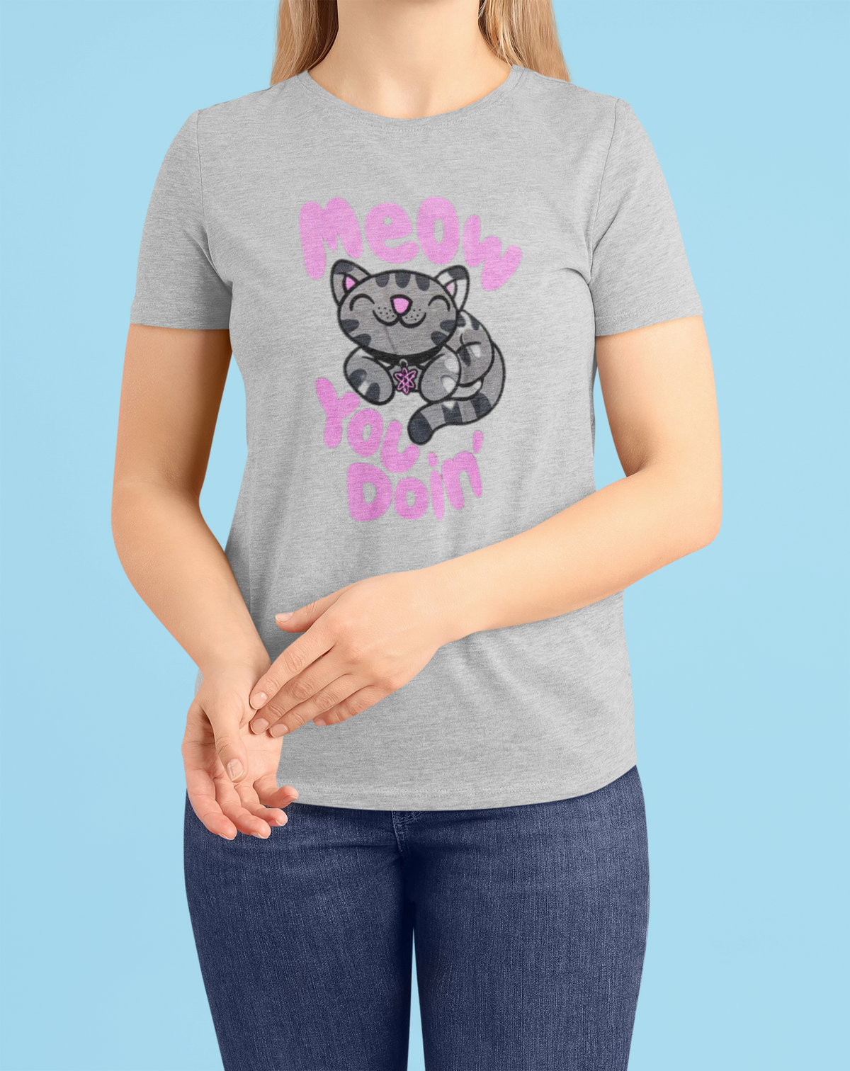 Big Bang Theory - Meow You Doin' Grey Womens Juniors T Shirt Juniors T-Shirts Big Bang Theory