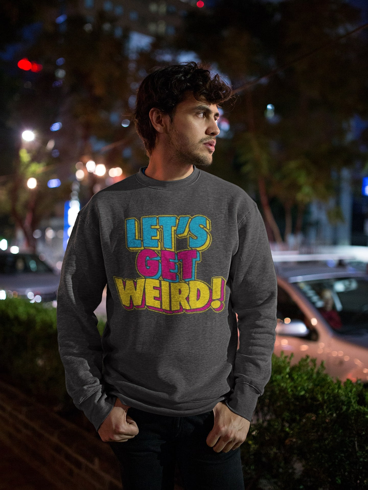 Workaholics - Let's Get Weird Men's Black Crewneck Sweatshirt Men's Sweatshirts Workaholics