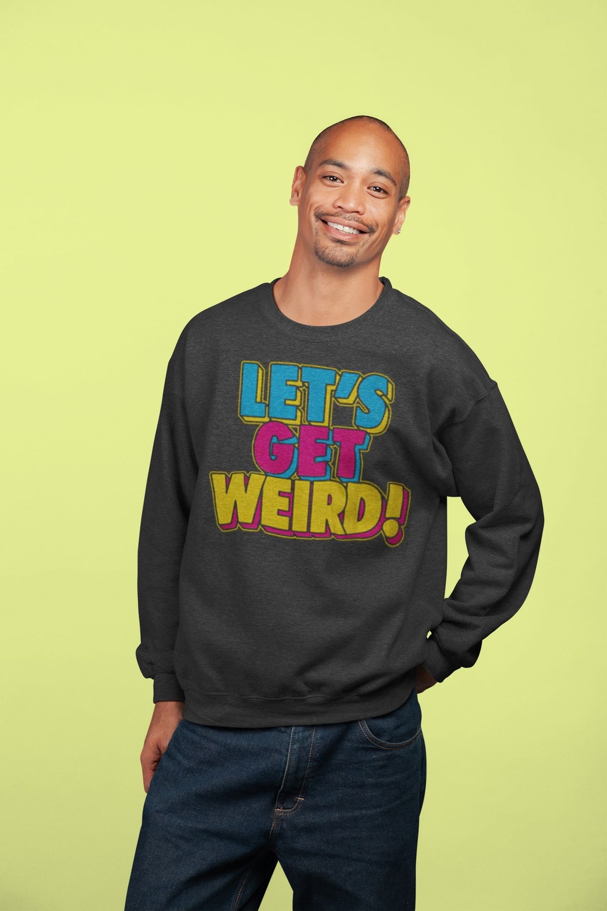 Workaholics - Let's Get Weird Men's Black Crewneck Sweatshirt Men's Sweatshirts Workaholics