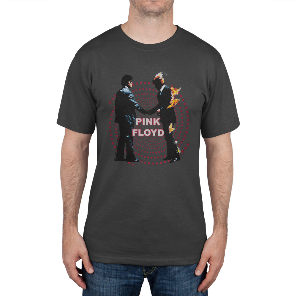 Pink Floyd - Distressed Burning Man Soft Mens T Shirt Men's T-Shirts Oldglory.com LG Grey