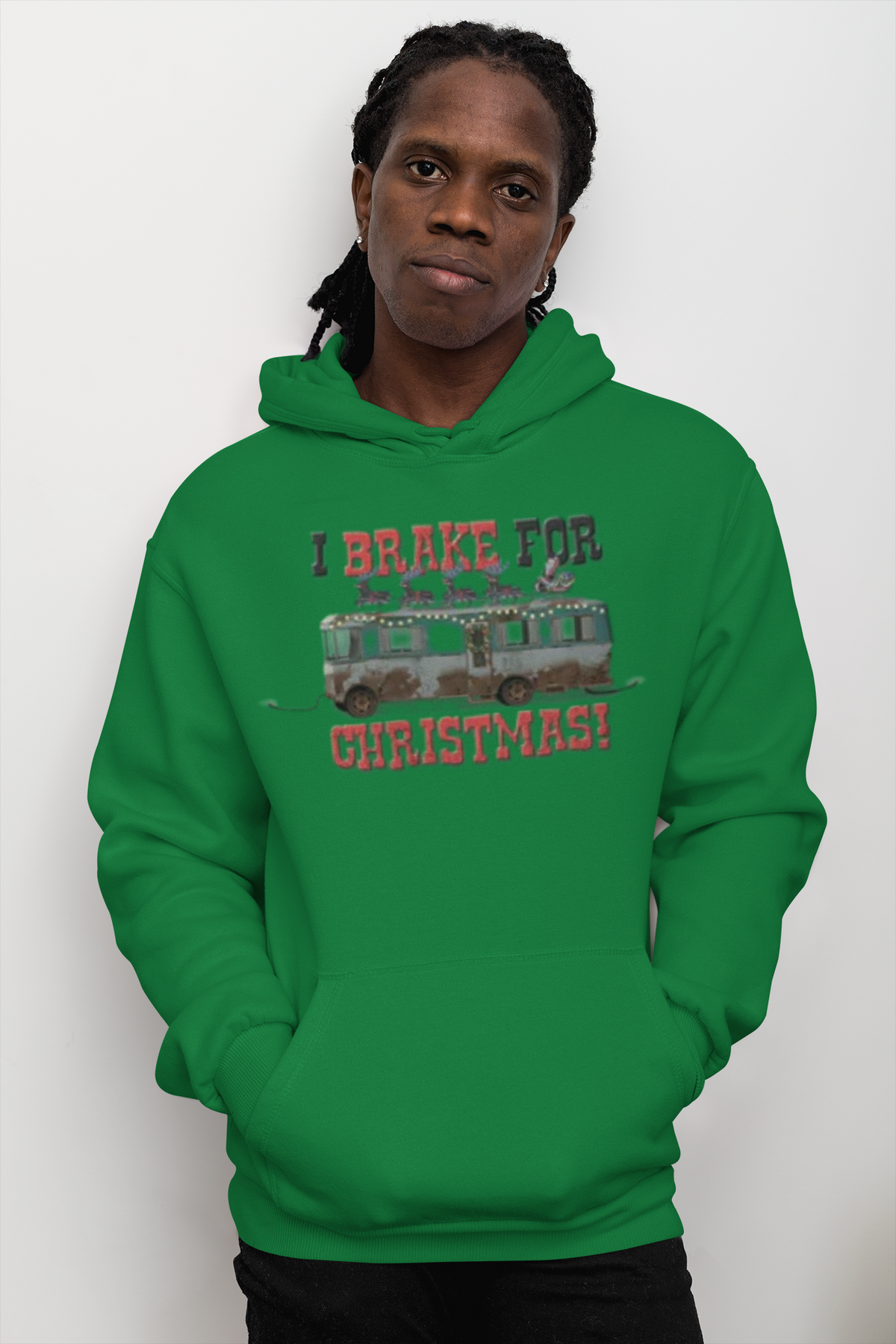 Christmas Vacation - I Brake For Christmas Irish Green Mens Pullover Hoodie Men's Hoodies National Lampoon