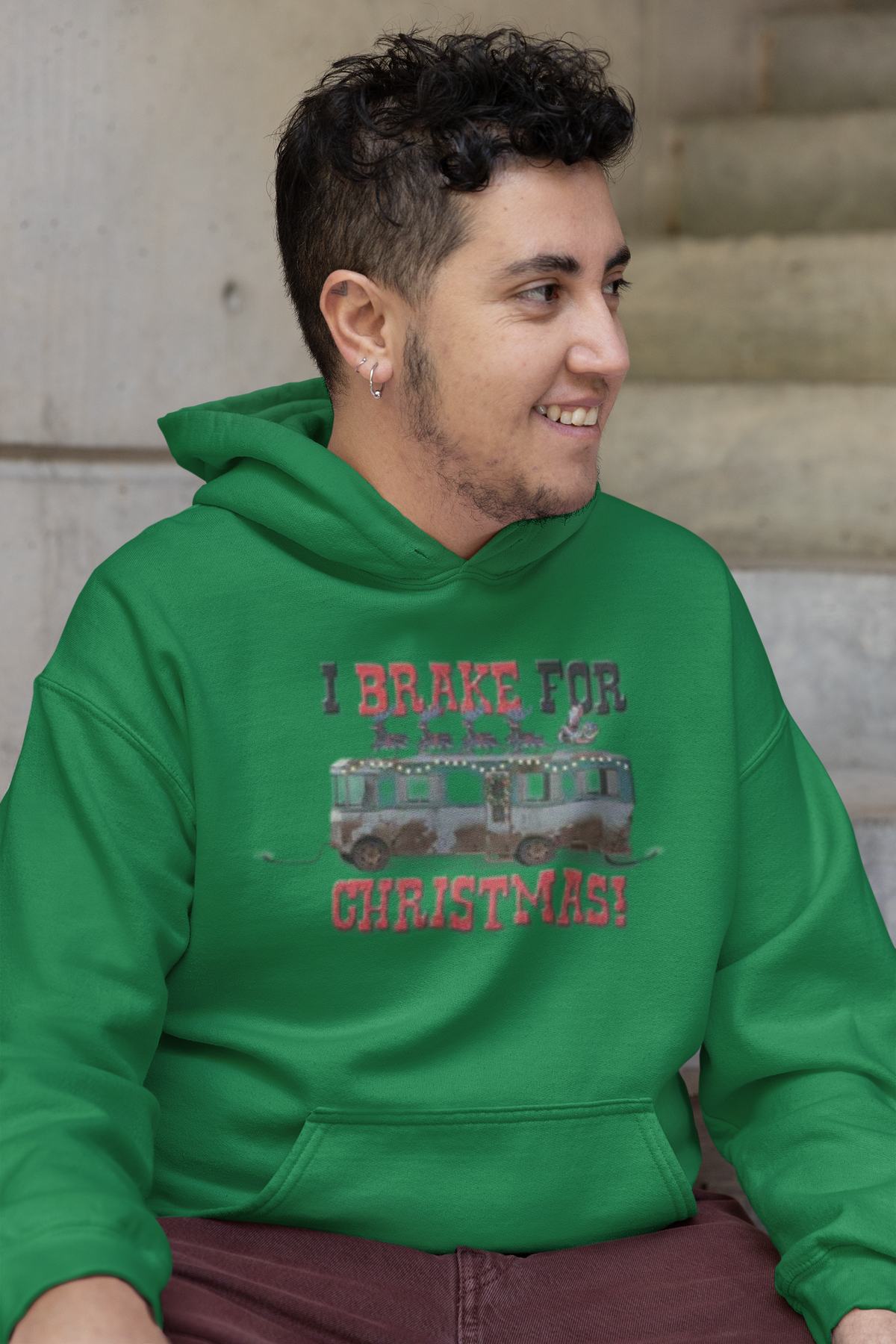 Christmas Vacation - I Brake For Christmas Irish Green Mens Pullover Hoodie Men's Hoodies National Lampoon