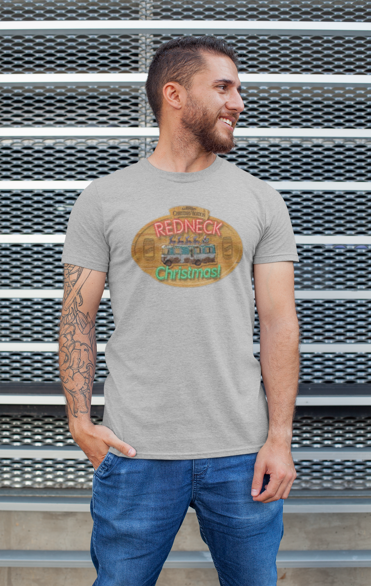 Christmas Vacation - Redneck Christmas Heather Grey Mens T-Shirt Men's T-Shirts National Lampoon