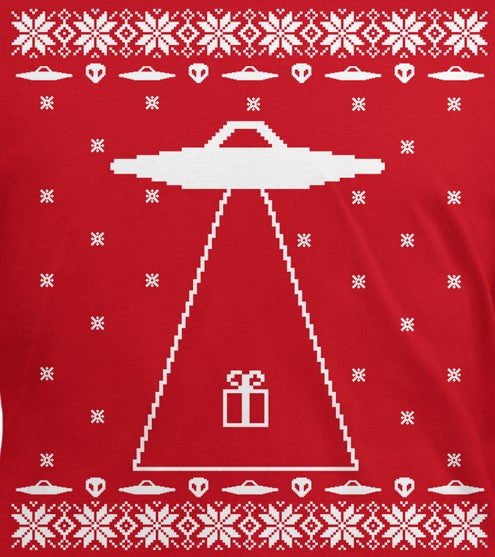 Alien Abduction Ugly XMAS Sweater Adult T-Shirt Men's T-Shirts Old Glory   