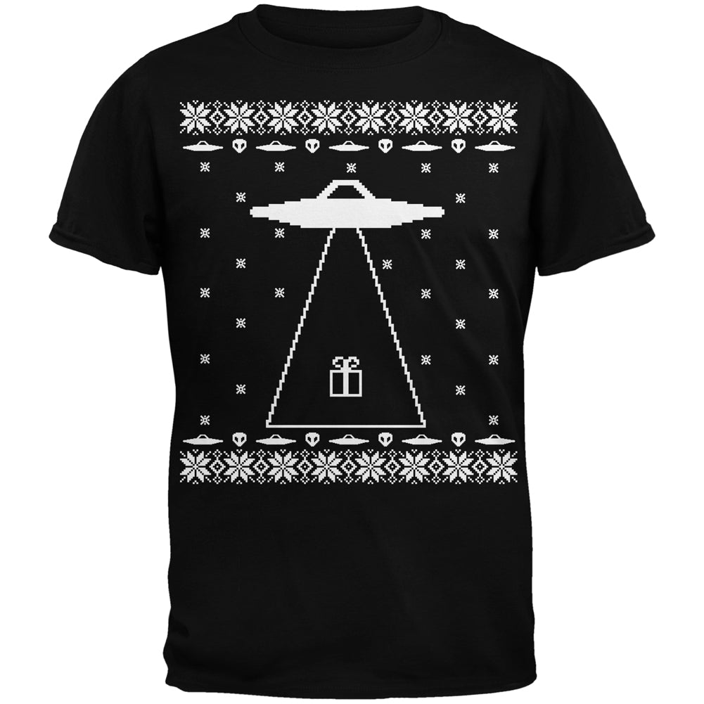 Alien Abduction Ugly XMAS Sweater Youth T-Shirt Youth T-Shirts Old Glory SM Black 