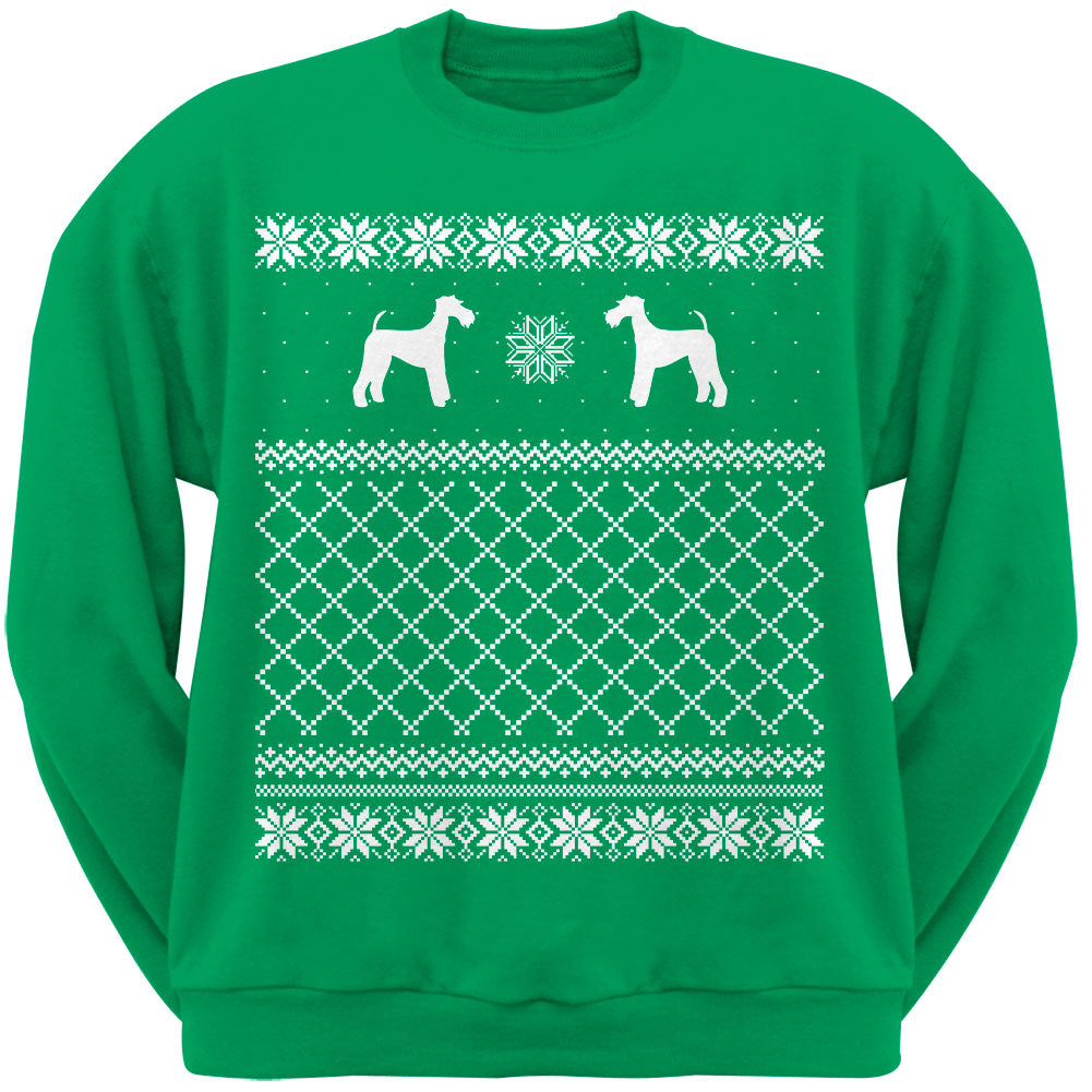 Airedale Terrier Adult Ugly Christmas Sweater Crew Neck Sweatshirt Sweatshirts Old Glory   