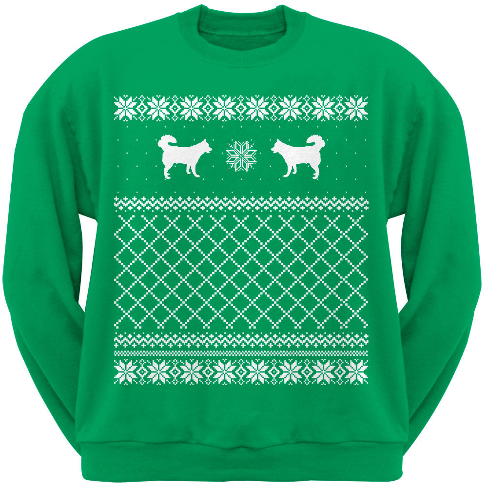 Alaskan Husky Adult Ugly Christmas Sweater Crew Neck Sweatshirt Sweatshirts Old Glory   