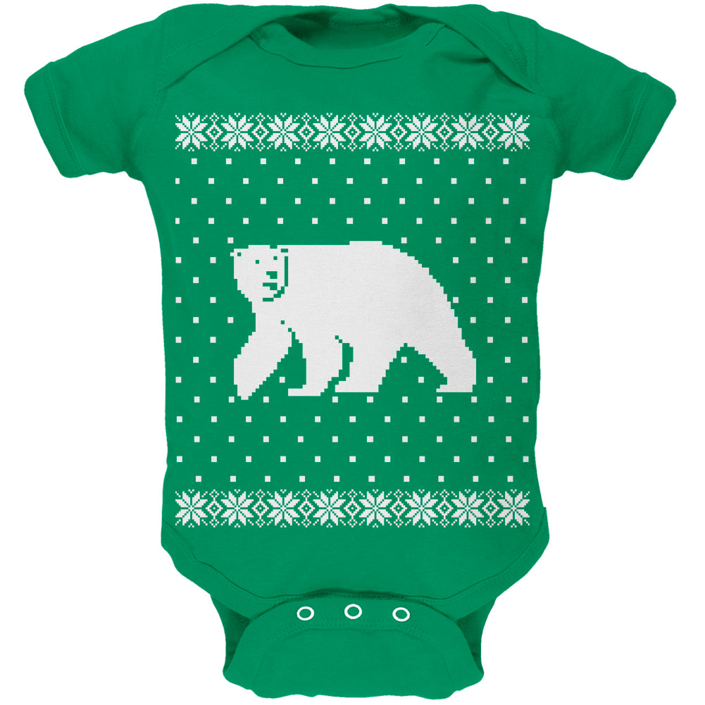 Big Polar Bear Ugly Christmas Sweater Soft Baby One Piece Baby One Piece Old Glory 12-18 Mo Green 