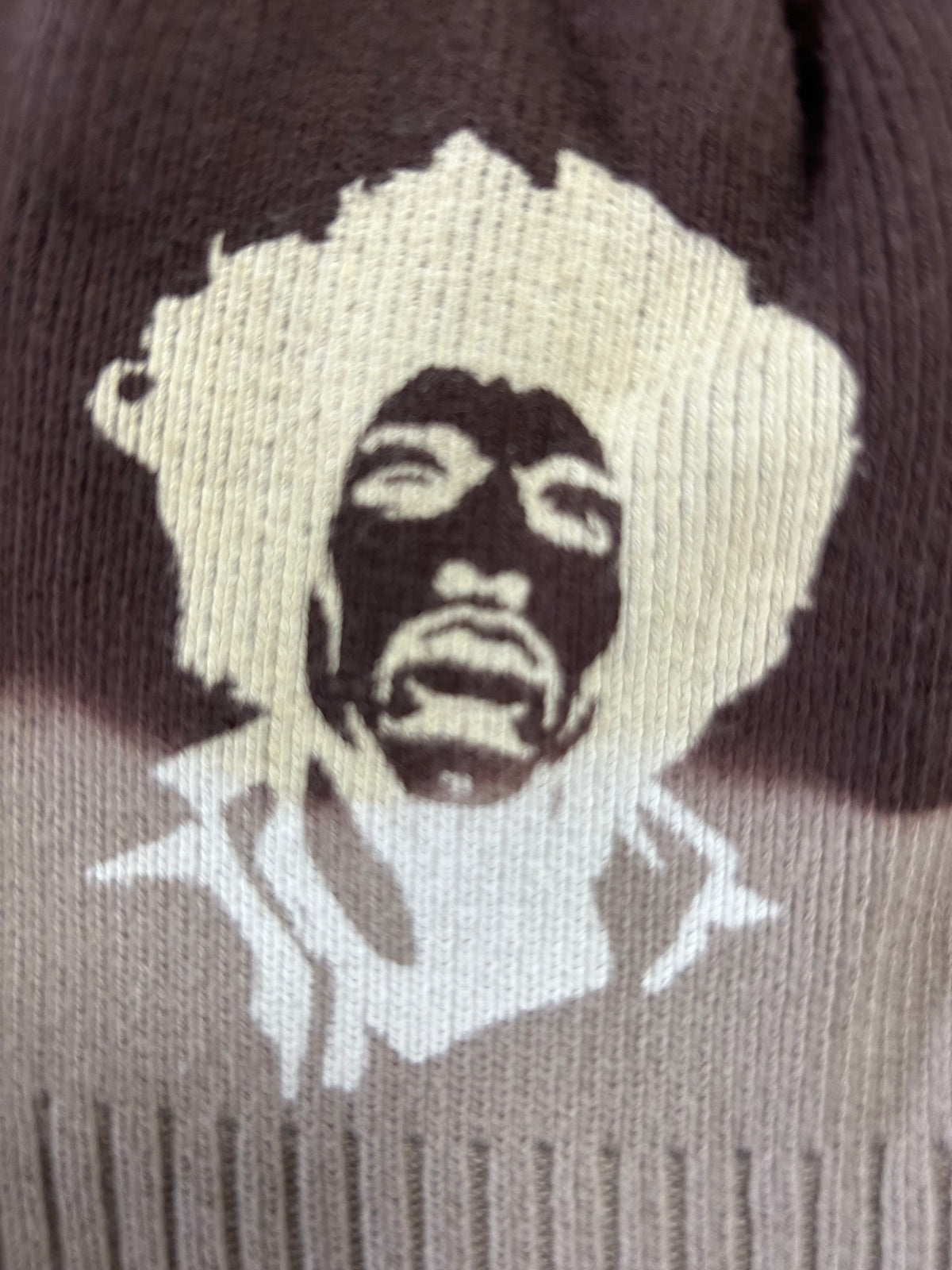 Jimi Hendrix - Headshot Image Embroidered Signature Dip Dye Knit Hat Beanie Knit Hats Old Glory