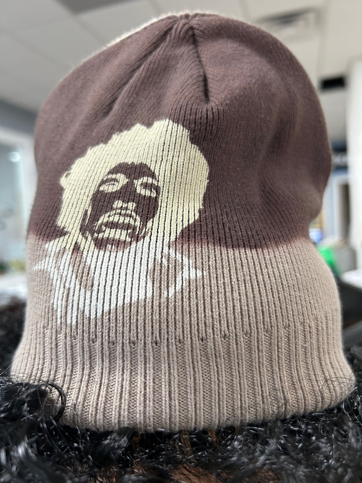 Jimi Hendrix - Headshot Image Embroidered Signature Dip Dye Knit Hat Beanie Knit Hats Old Glory